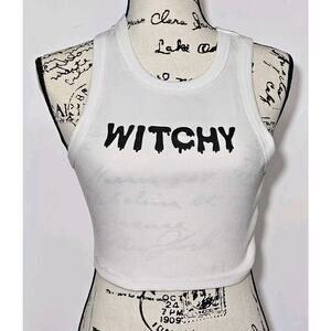 "WITCHY" Crop Top Tank Women Large‎ Halloween Forever 21
